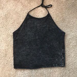 Stonewashed halter crop